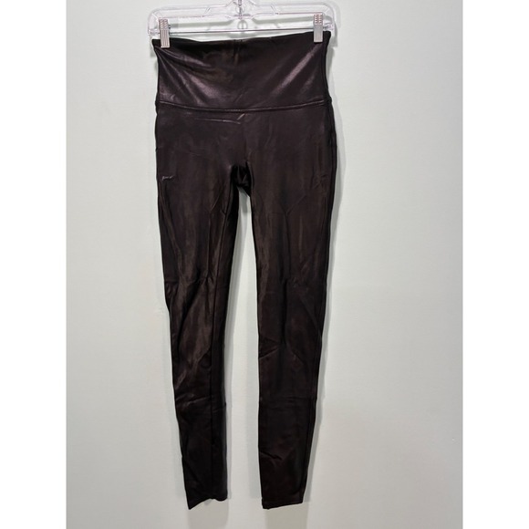 SPANX Pants - Spanx Faux Leather Leggings Black High Waist Shaper Slimming Large 20110R